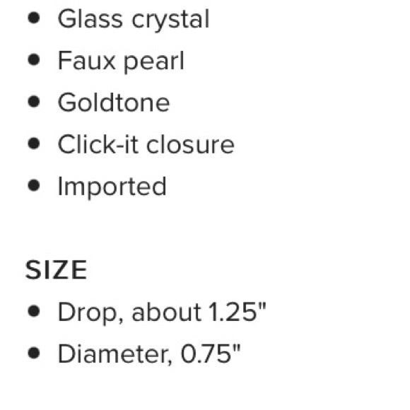 Gold tone glass crystal faux pearl earrings - Picture 7 of 7